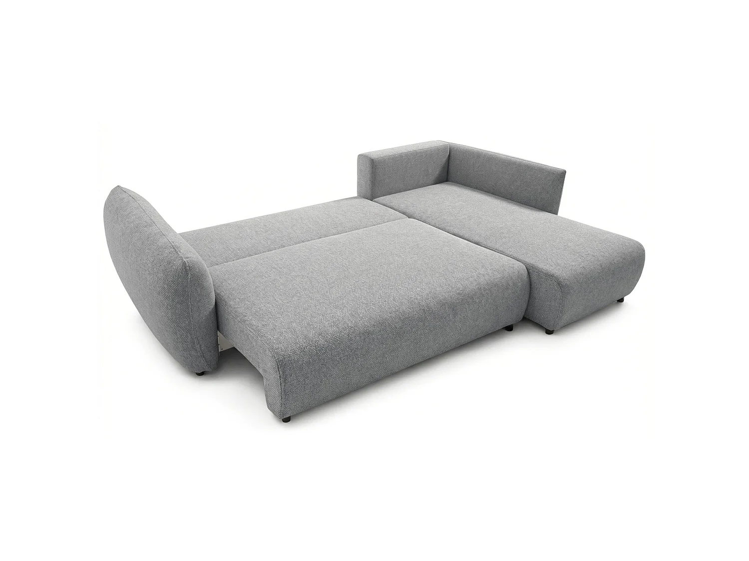 Canapé d'angle convertible en L - chenille gris - avec deux coffres - ZORDO droitier