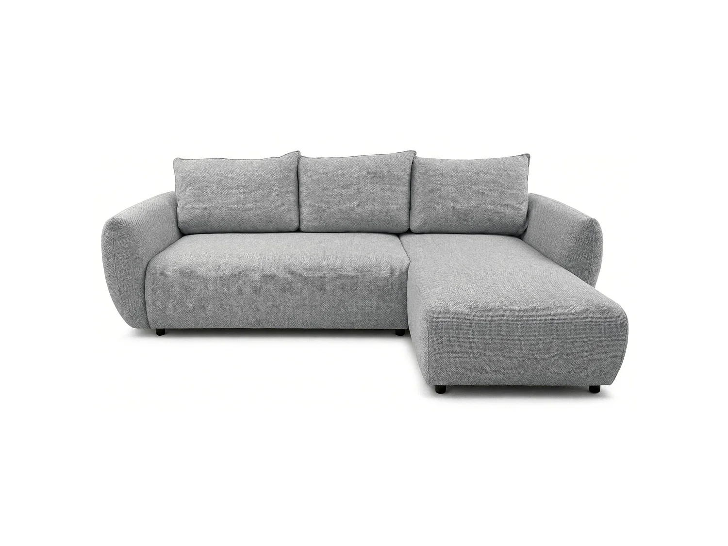 Canapé d'angle convertible en L - chenille gris - avec deux coffres - ZORDO droitier