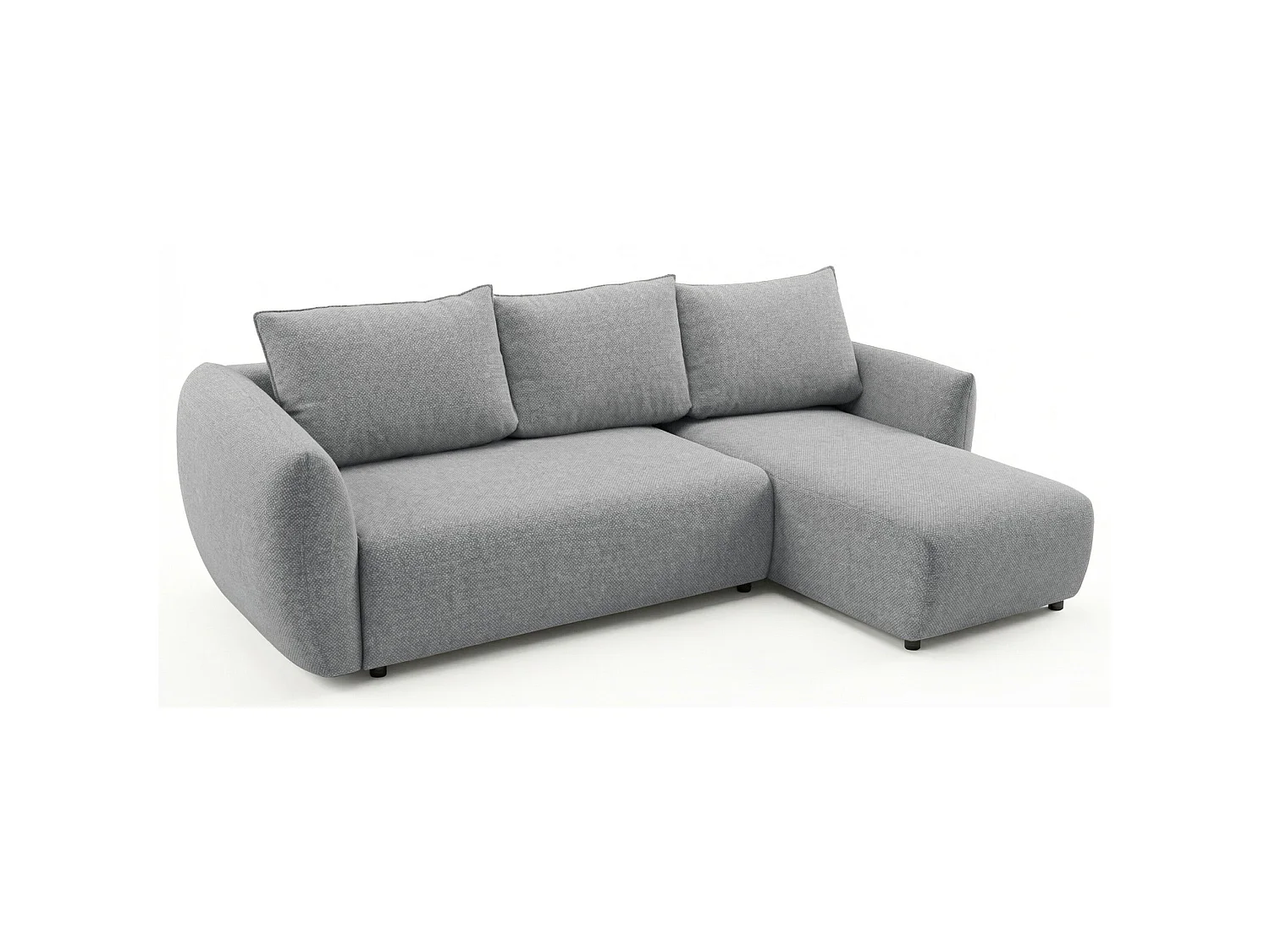 Canapé d'angle convertible en L - chenille gris - avec deux coffres - ZORDO droitier