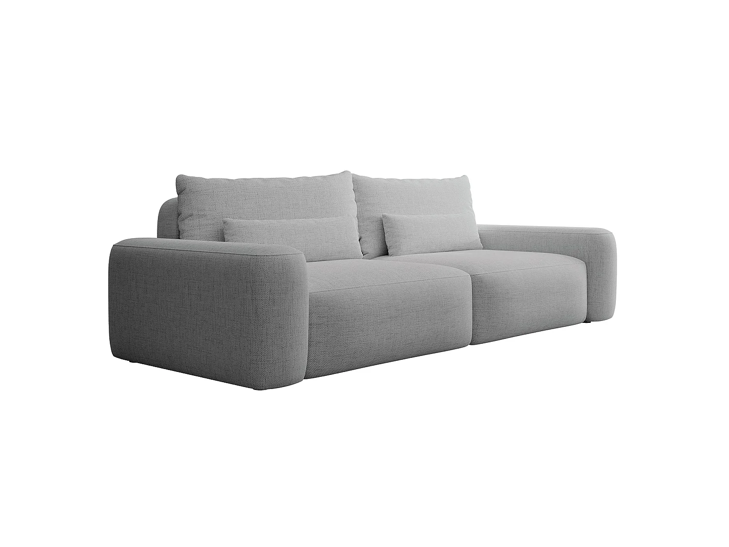 Canapé convertible 3 places - chenille hydrophobe gris - pieds noirs - CARNOS