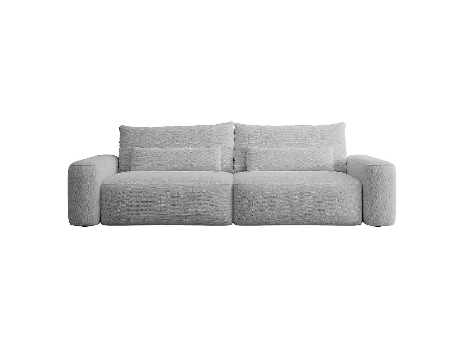 Canapé convertible 3 places - chenille hydrophobe gris - pieds noirs - CARNOS