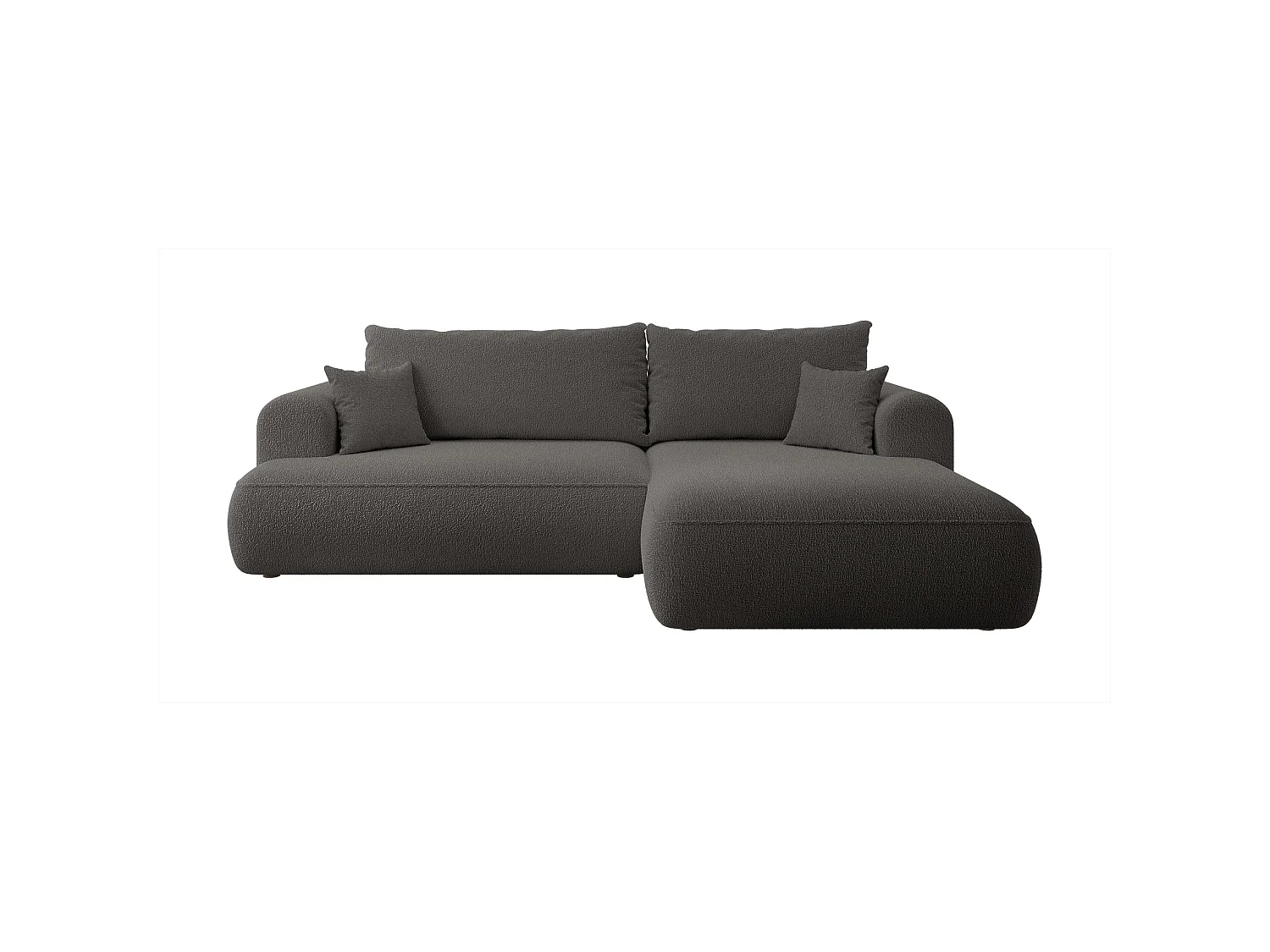 Canapé d’angle avec fonction couchage – angle droit – Gris foncé – Bouclée – OVO