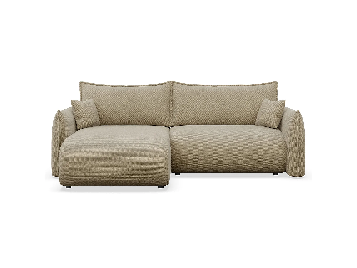 Canapé d'angle convertible – Angle à gauche – chenille beige – CUSHI