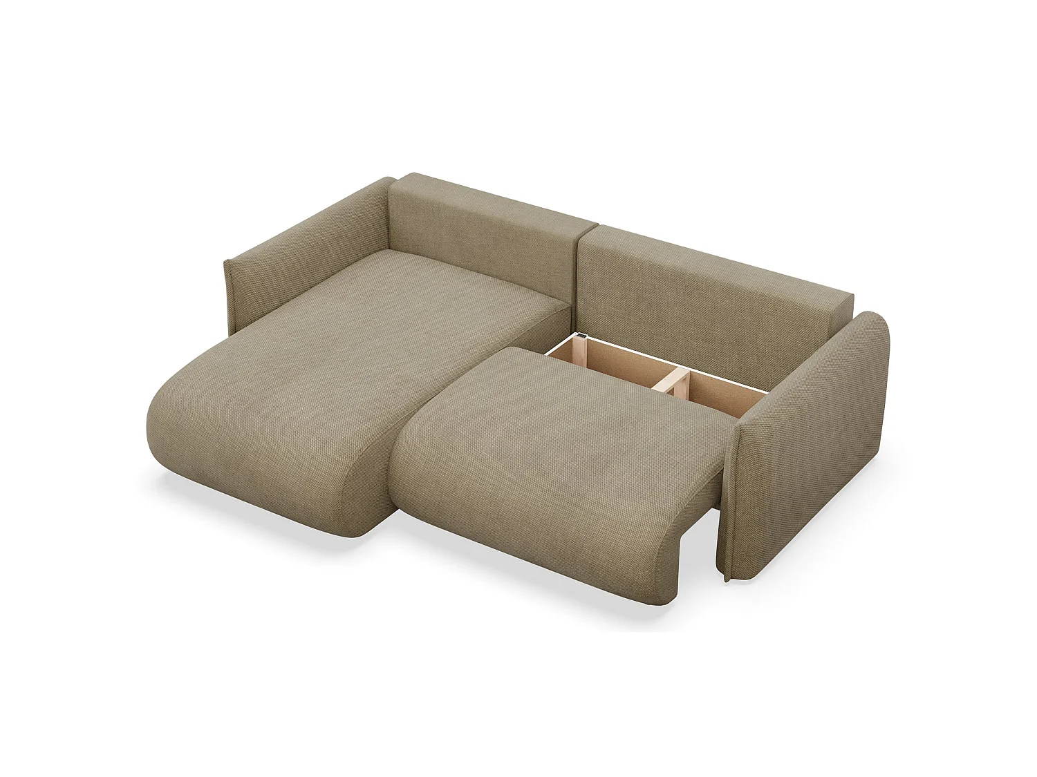 Canapé d'angle convertible – Angle à gauche – chenille beige – CUSHI