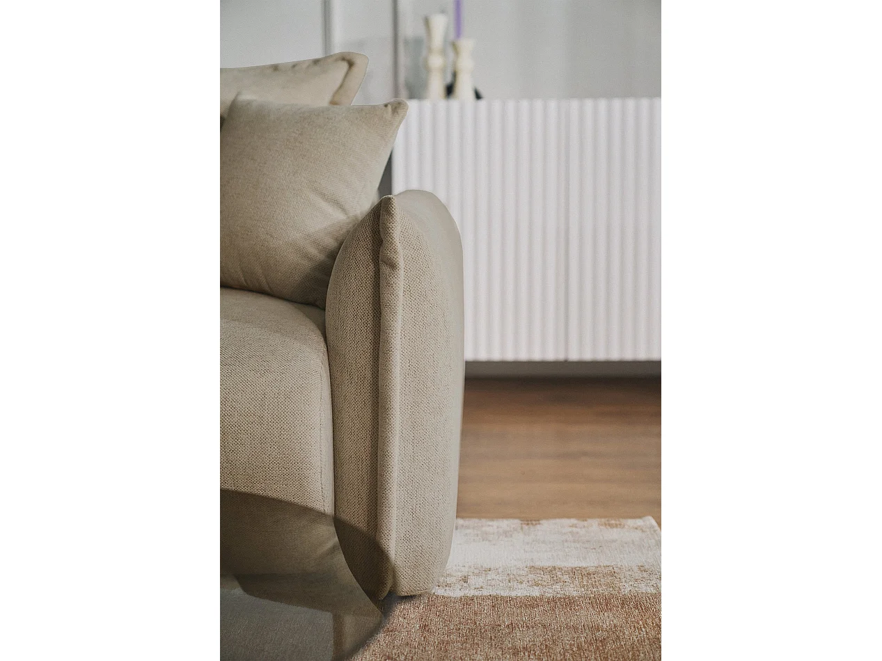 Canapé d'angle convertible – Angle à gauche – chenille beige – CUSHI