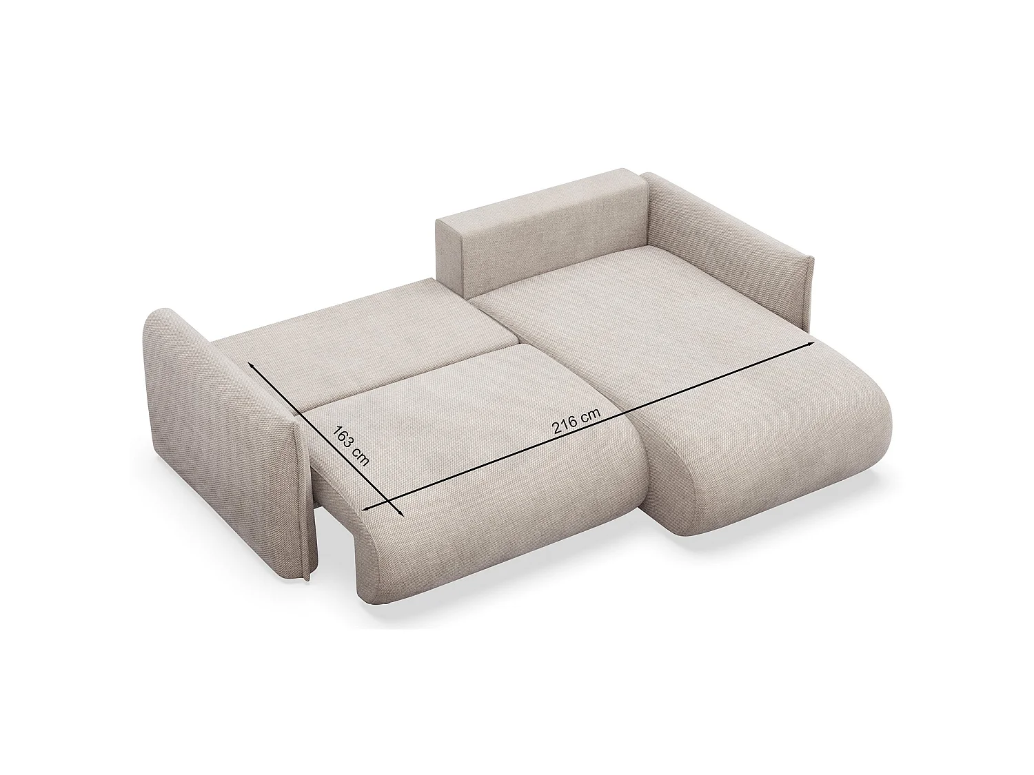 Canapé d'angle convertible – Angle à gauche – chenille beige – CUSHI