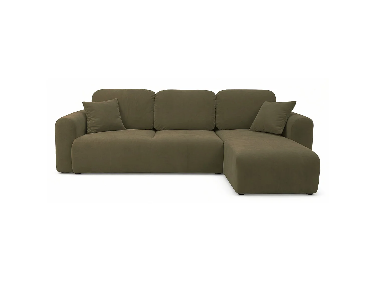Canapé d'angle convertible – universel – velours olive - OLIDO