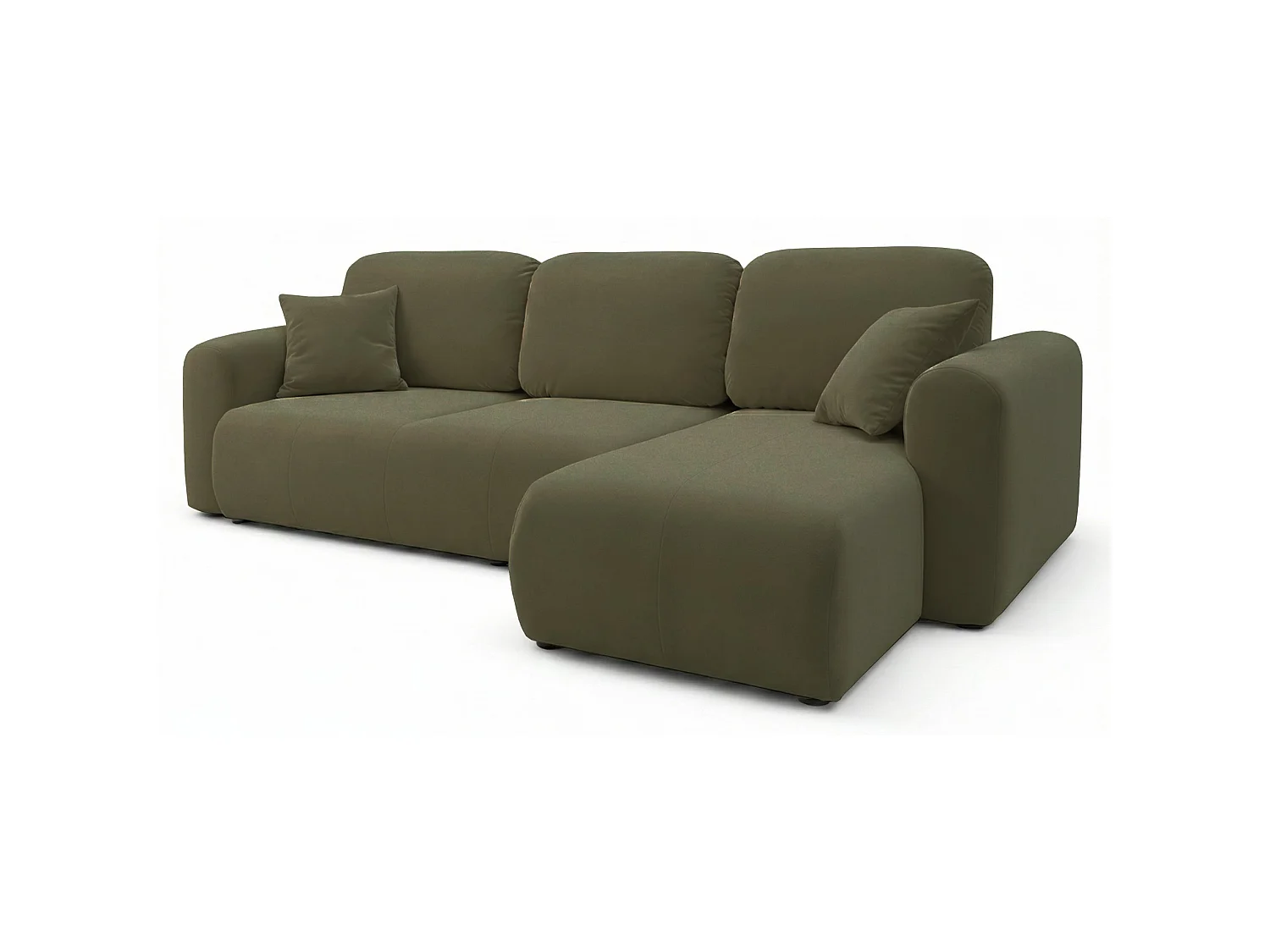 Canapé d'angle convertible – universel – velours olive - OLIDO