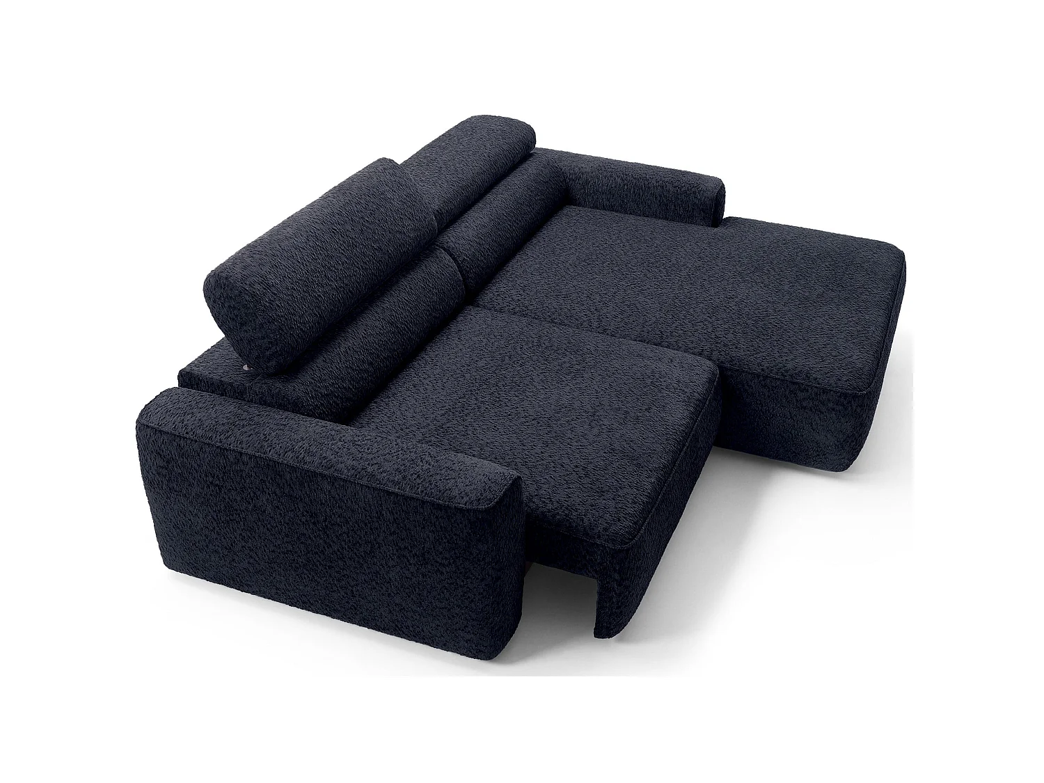 Canapé d’angle avec assise électrique – angle droit – Bleu marine – Chenille – FANDO