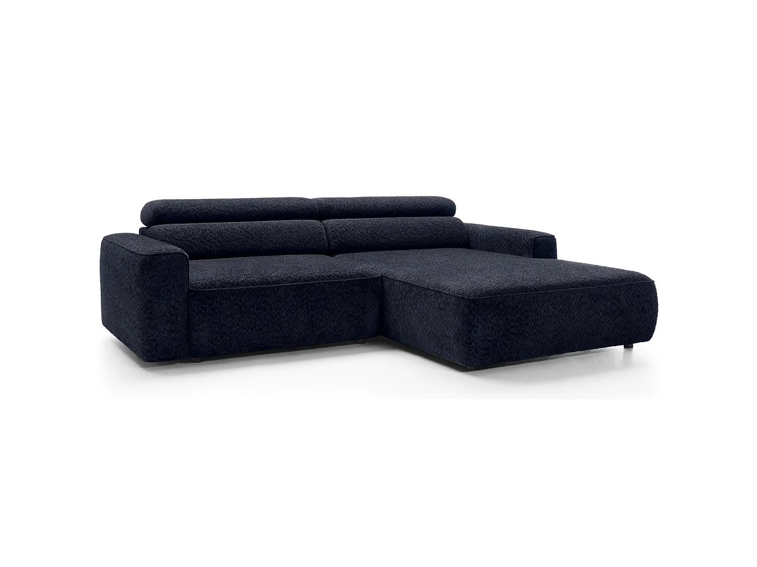 Canapé d’angle avec assise électrique – angle droit – Bleu marine – Chenille – FANDO
