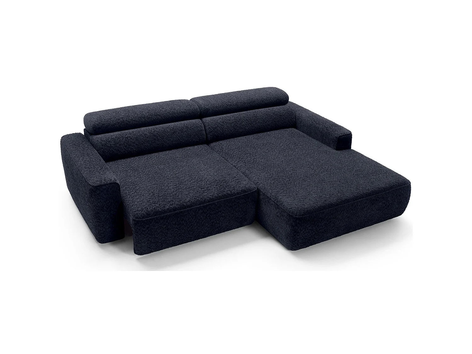 Canapé d’angle avec assise électrique – angle droit – Bleu marine – Chenille – FANDO