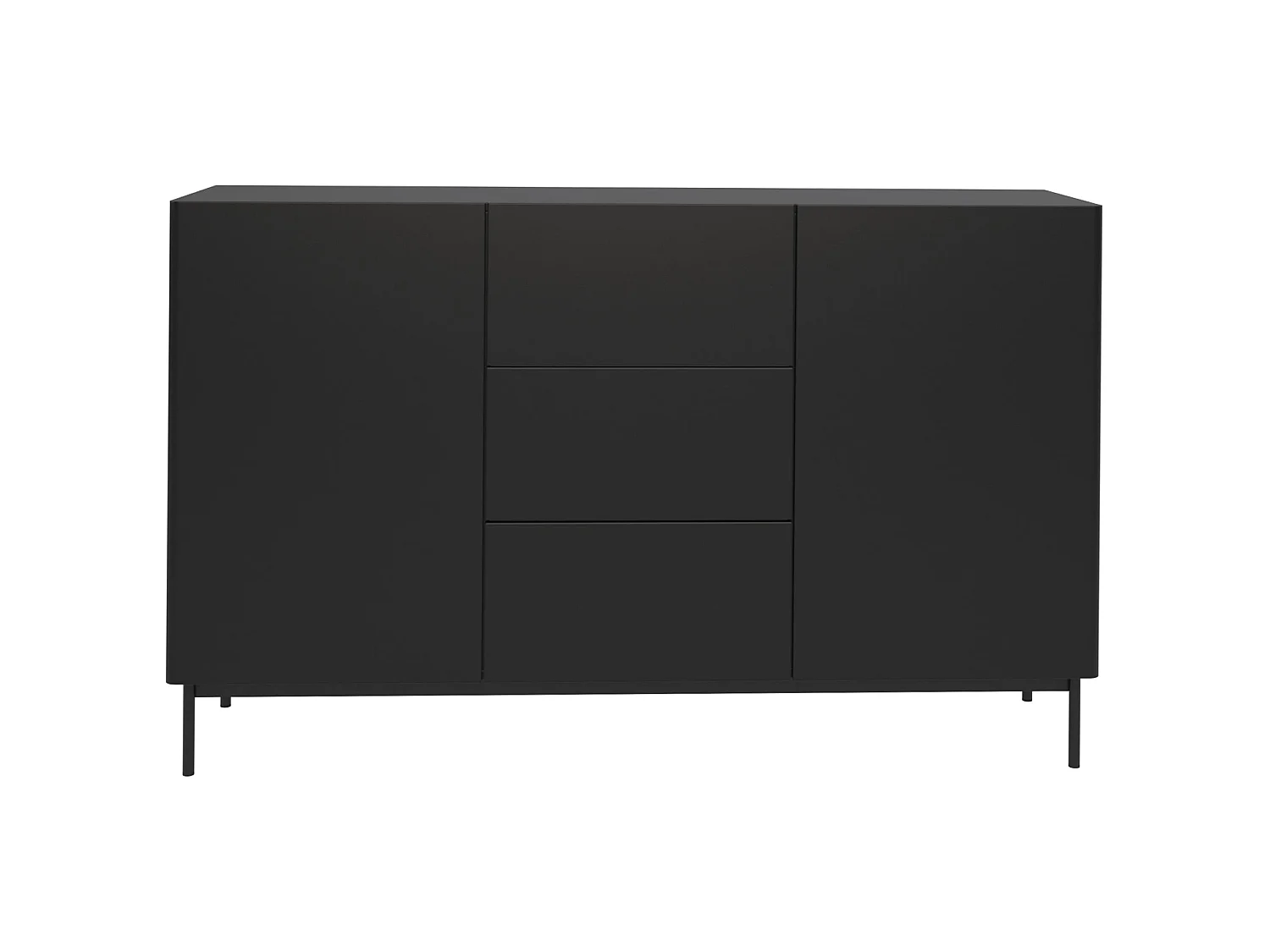 Buffet avec 2 portes et 3 tiroirs - 160 cm - noir - OLIO