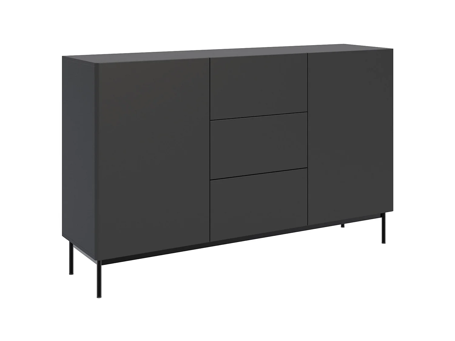 Buffet avec 2 portes et 3 tiroirs - 160 cm - noir - OLIO
