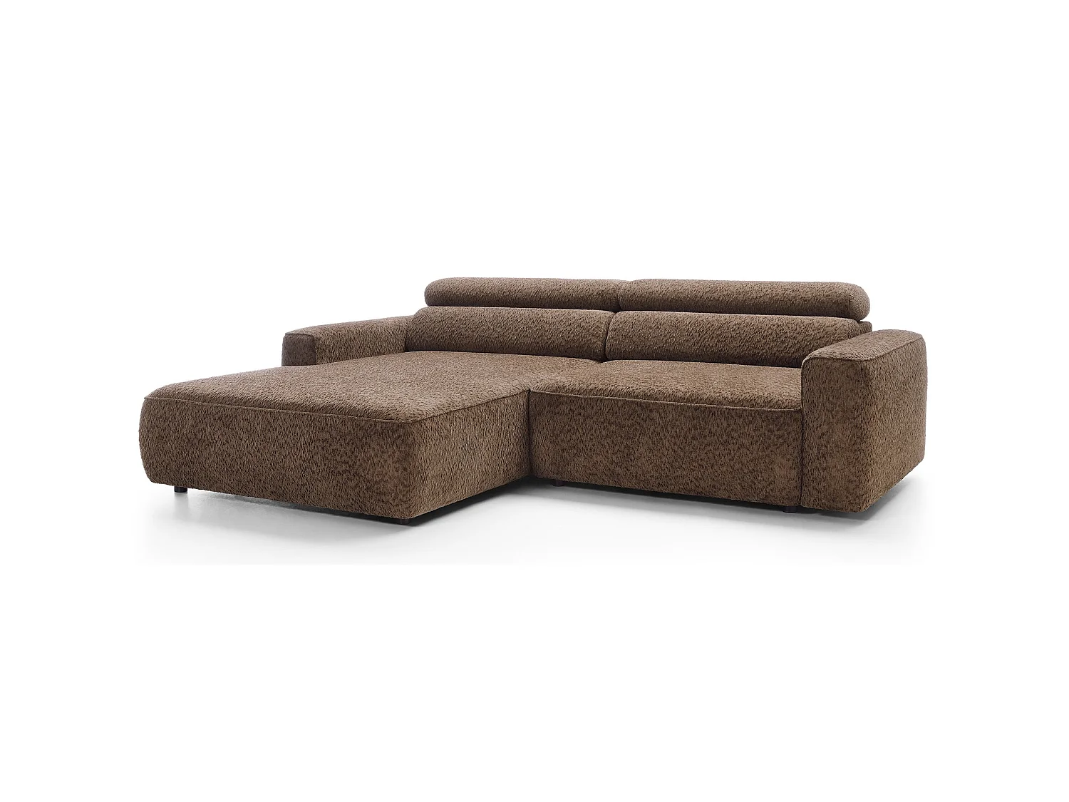 Canapé d’angle avec assise électrique – angle gauche – Marron clair – Chenille – FANDO