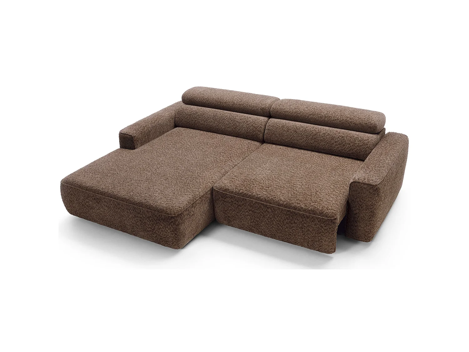 Canapé d’angle avec assise électrique – angle gauche – Marron clair – Chenille – FANDO