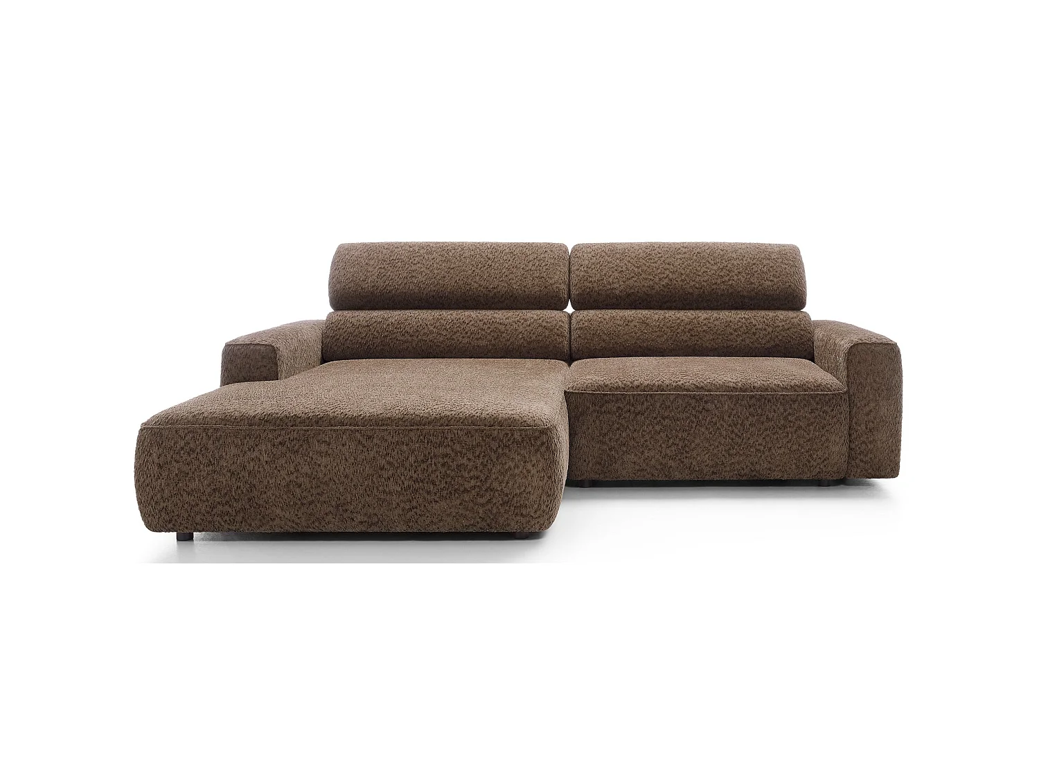Canapé d’angle avec assise électrique – angle gauche – Marron clair – Chenille – FANDO
