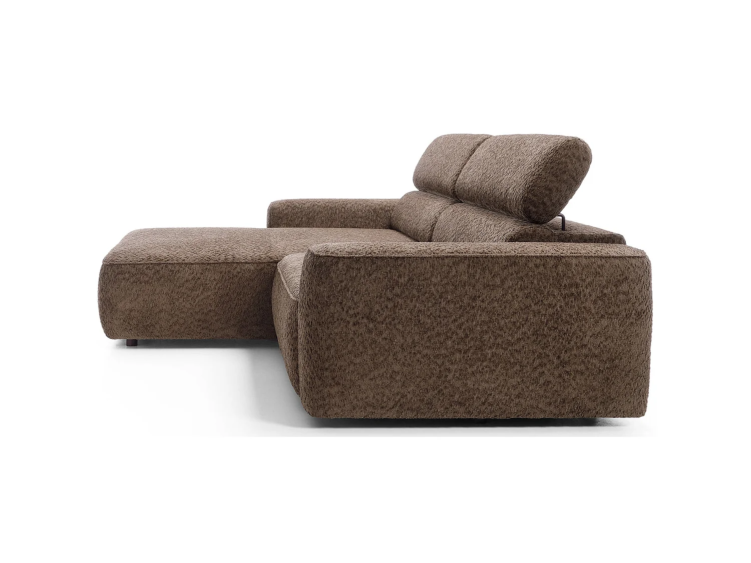 Canapé d’angle avec assise électrique – angle gauche – Marron clair – Chenille – FANDO