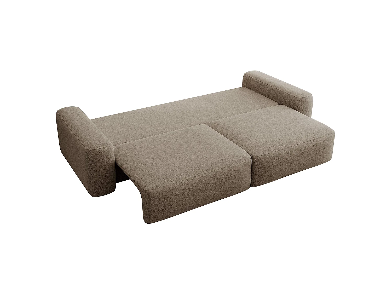 Canapé convertible 3 places - chenille hydrophobe marron clair - pieds noirs - CARNOS