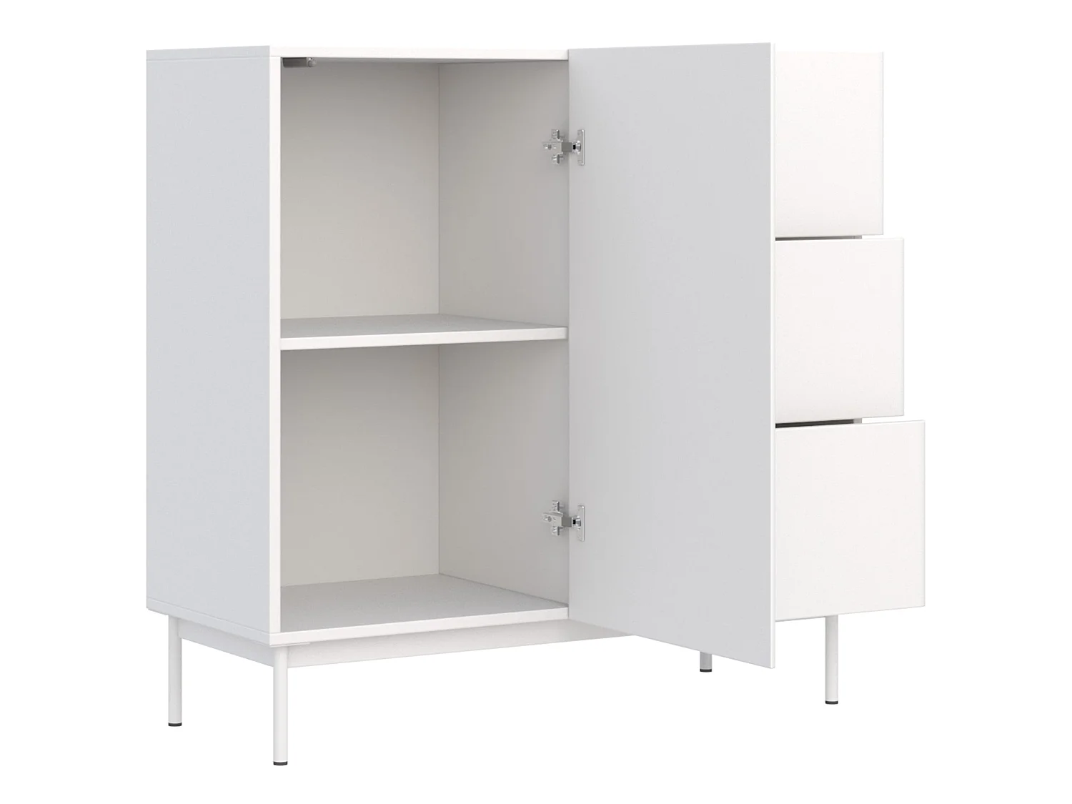 Buffet avec 1 porte et 3 tiroirs - 100 cm - blanc - OLIO