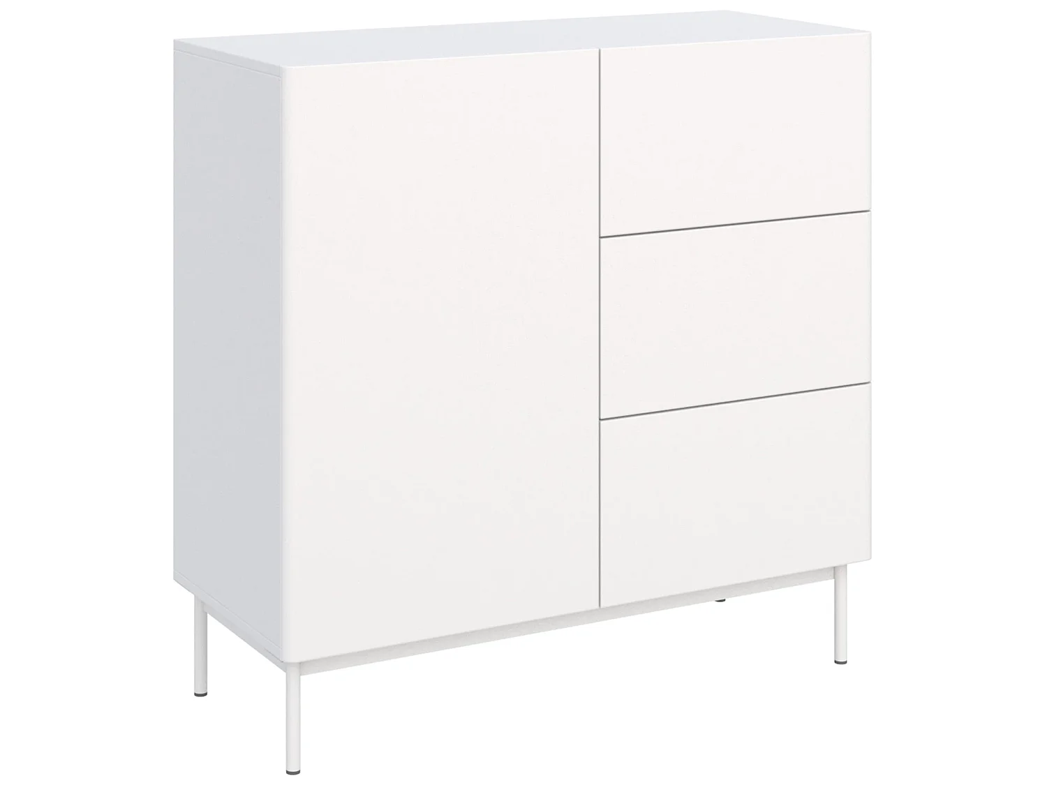 Dressoir Olio met 1 deur en 3 lades, wit, 100cm