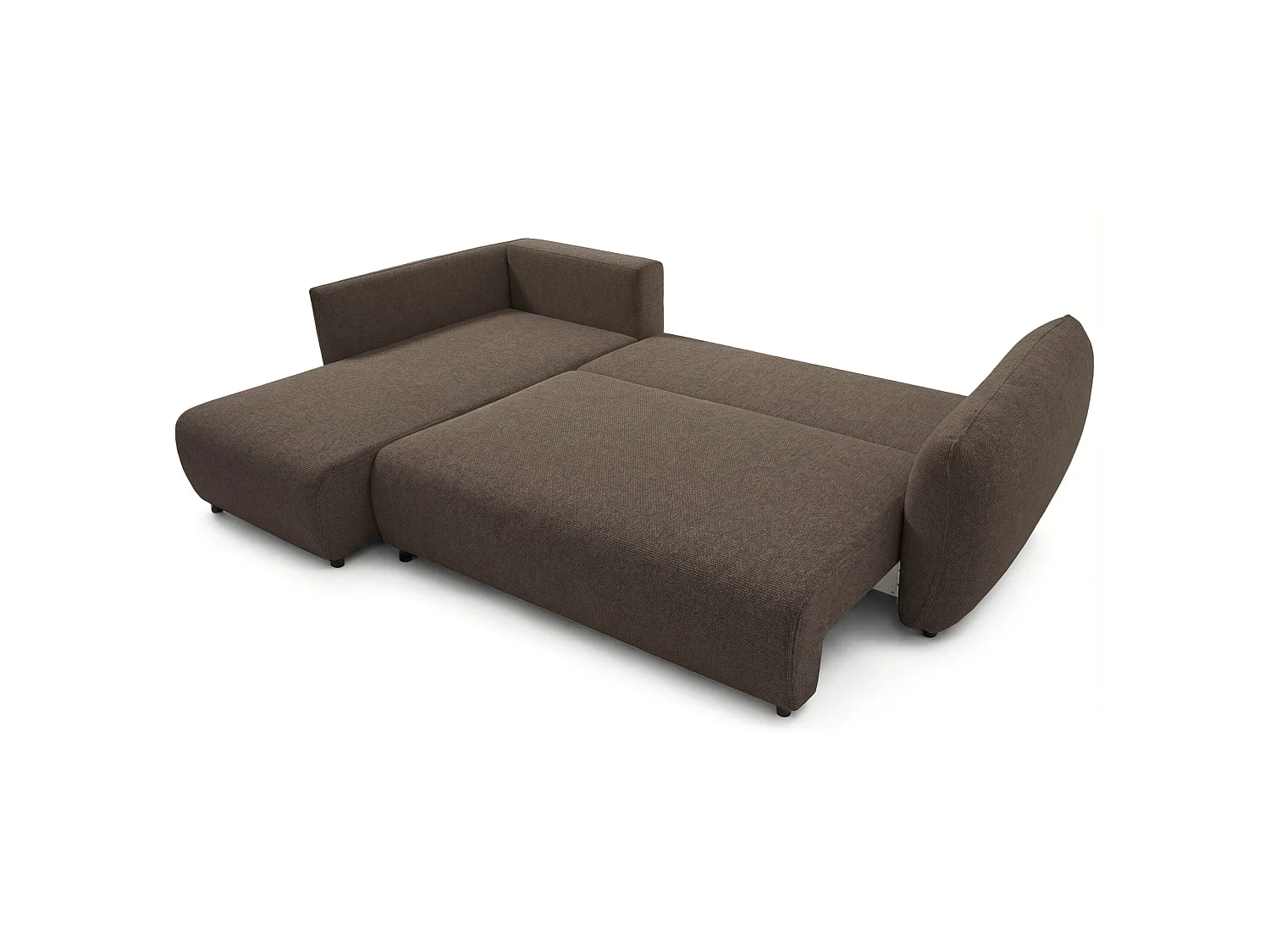 Canapé d'angle convertible en L - chenille marron - avec deux coffres - ZORDO gaucher