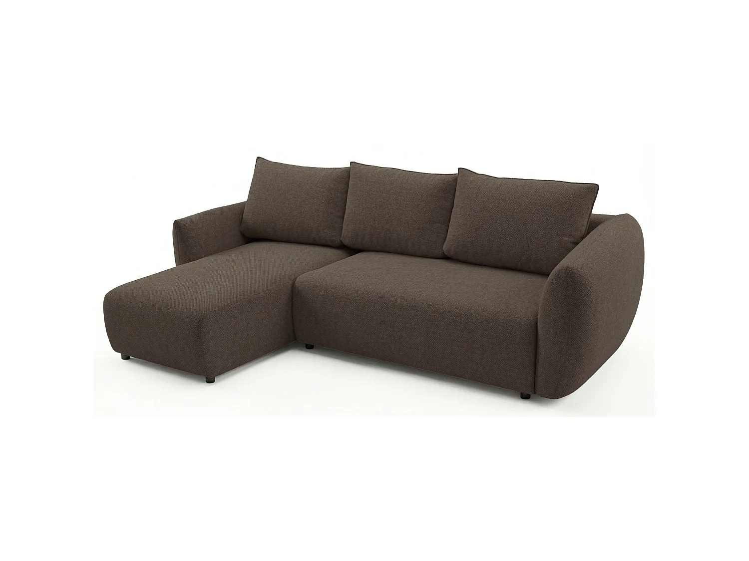 Canapé d'angle convertible en L - chenille marron - avec deux coffres - ZORDO gaucher
