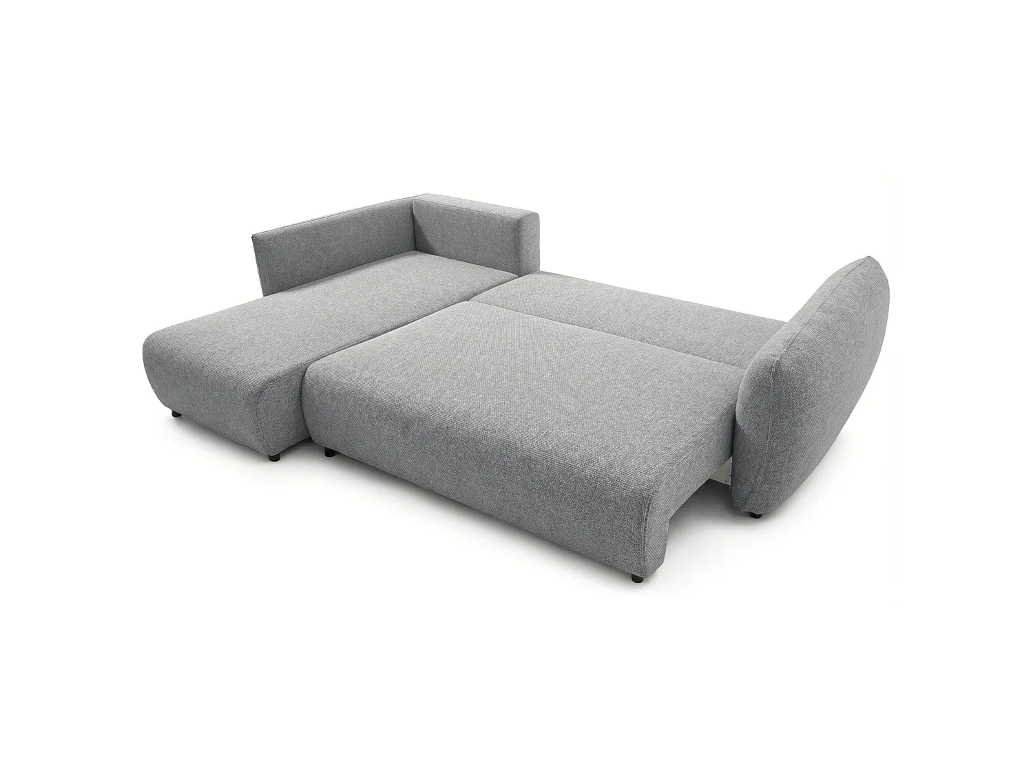 Canapé d'angle convertible en L - chenille gris - avec deux coffres - ZORDO gaucher