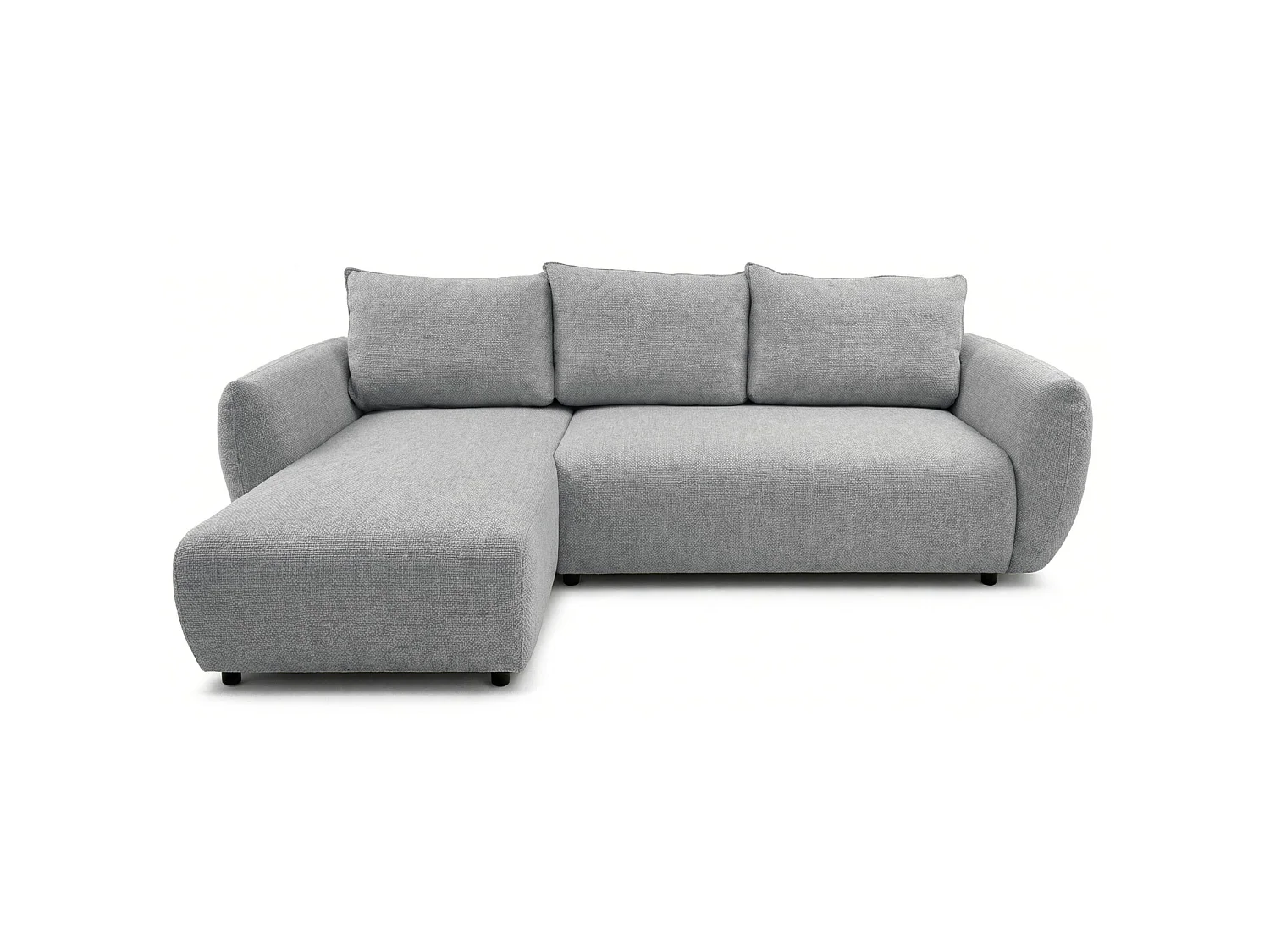 Canapé d'angle convertible en L - chenille gris - avec deux coffres - ZORDO gaucher