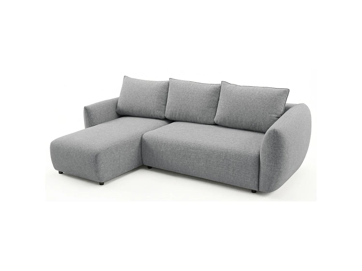 Canapé d'angle convertible en L - chenille gris - avec deux coffres - ZORDO gaucher
