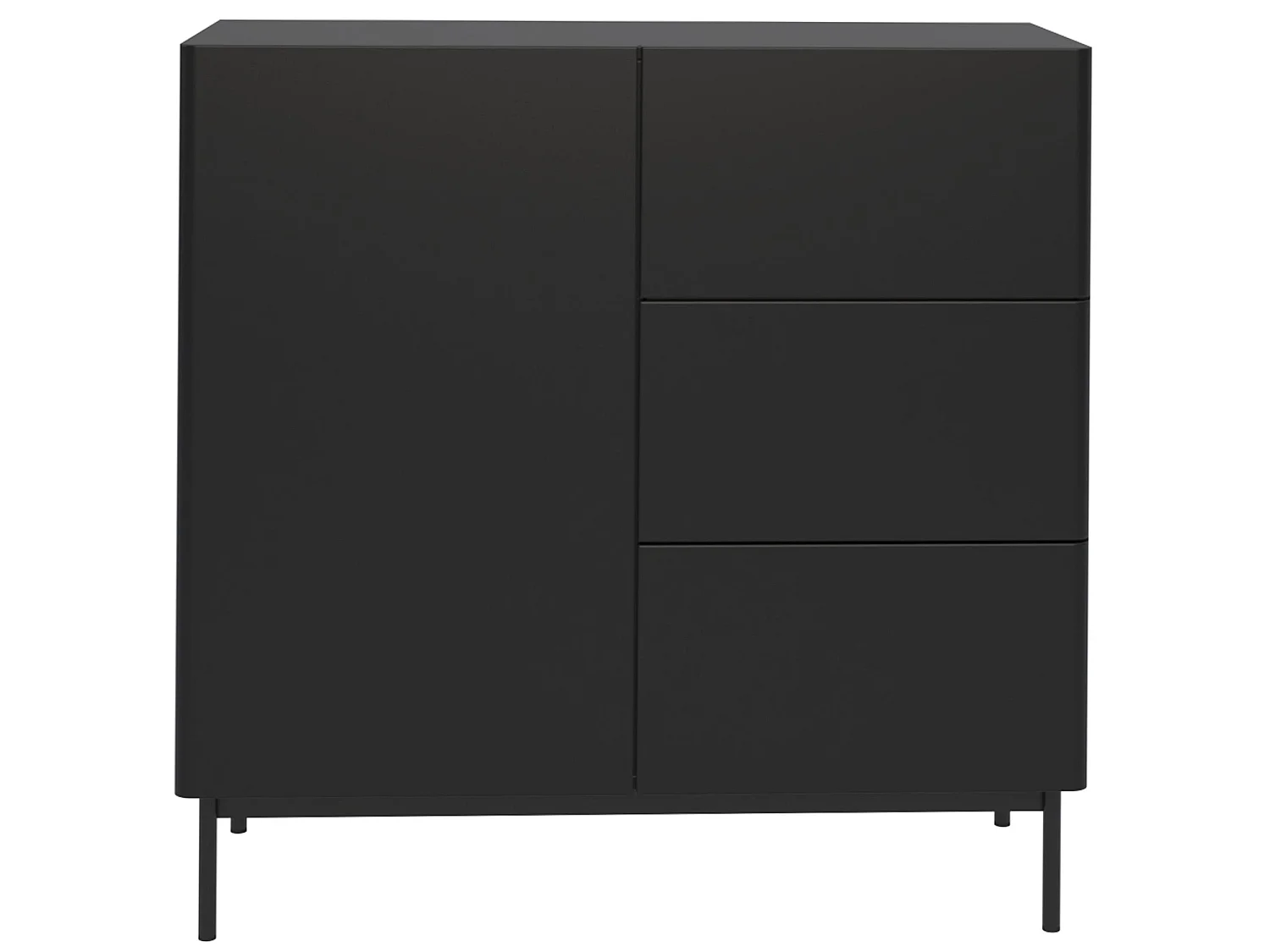 Buffet avec 1 porte et 3 tiroirs - 100 cm - noir - OLIO