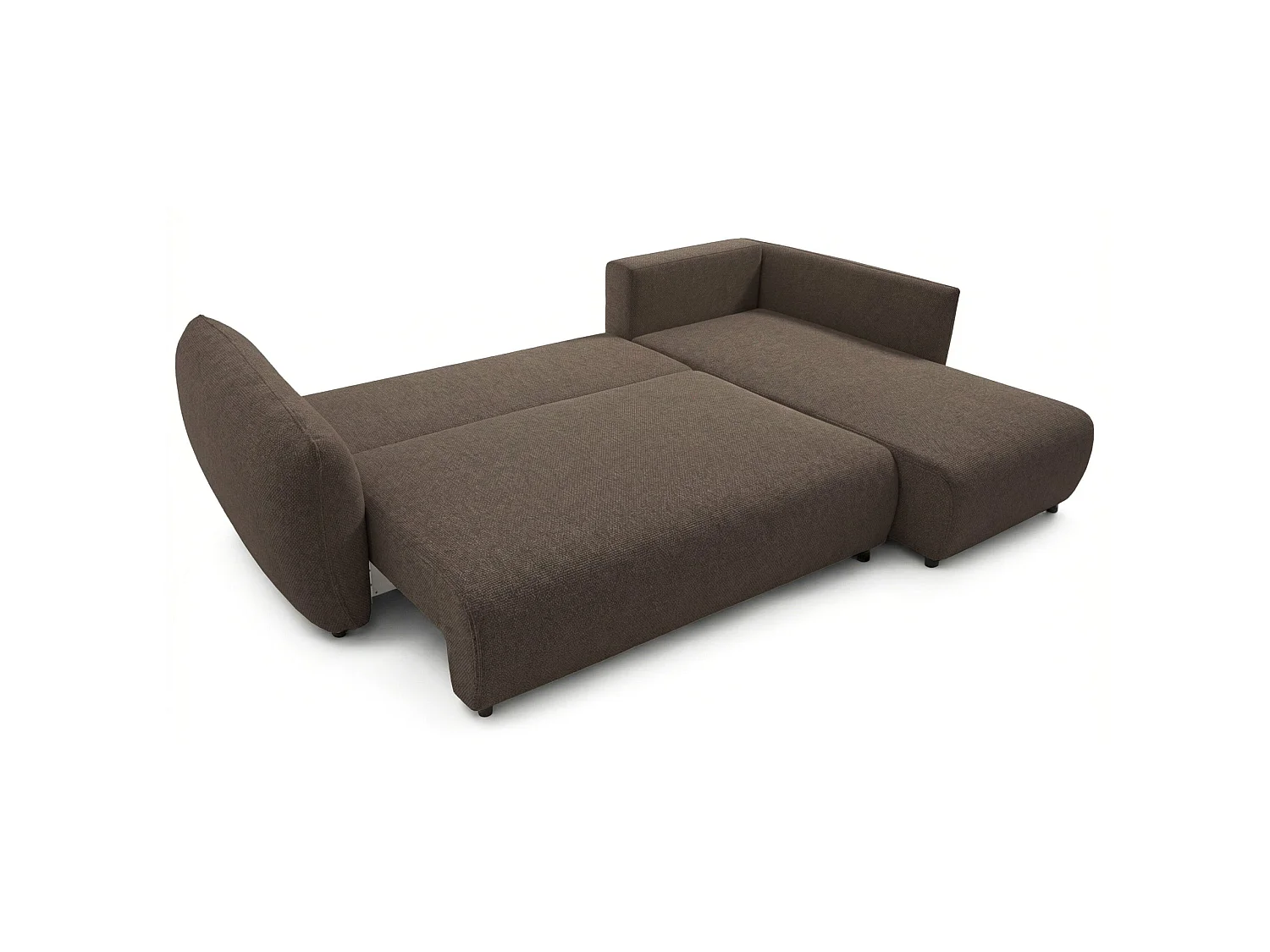 Canapé d'angle convertible en L - chenille marron - avec deux coffres - ZORDO droitier