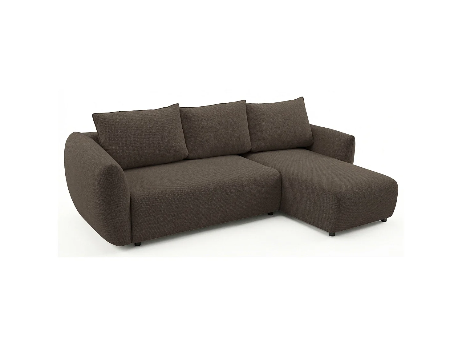 Canapé d'angle convertible en L - chenille marron - avec deux coffres - ZORDO droitier