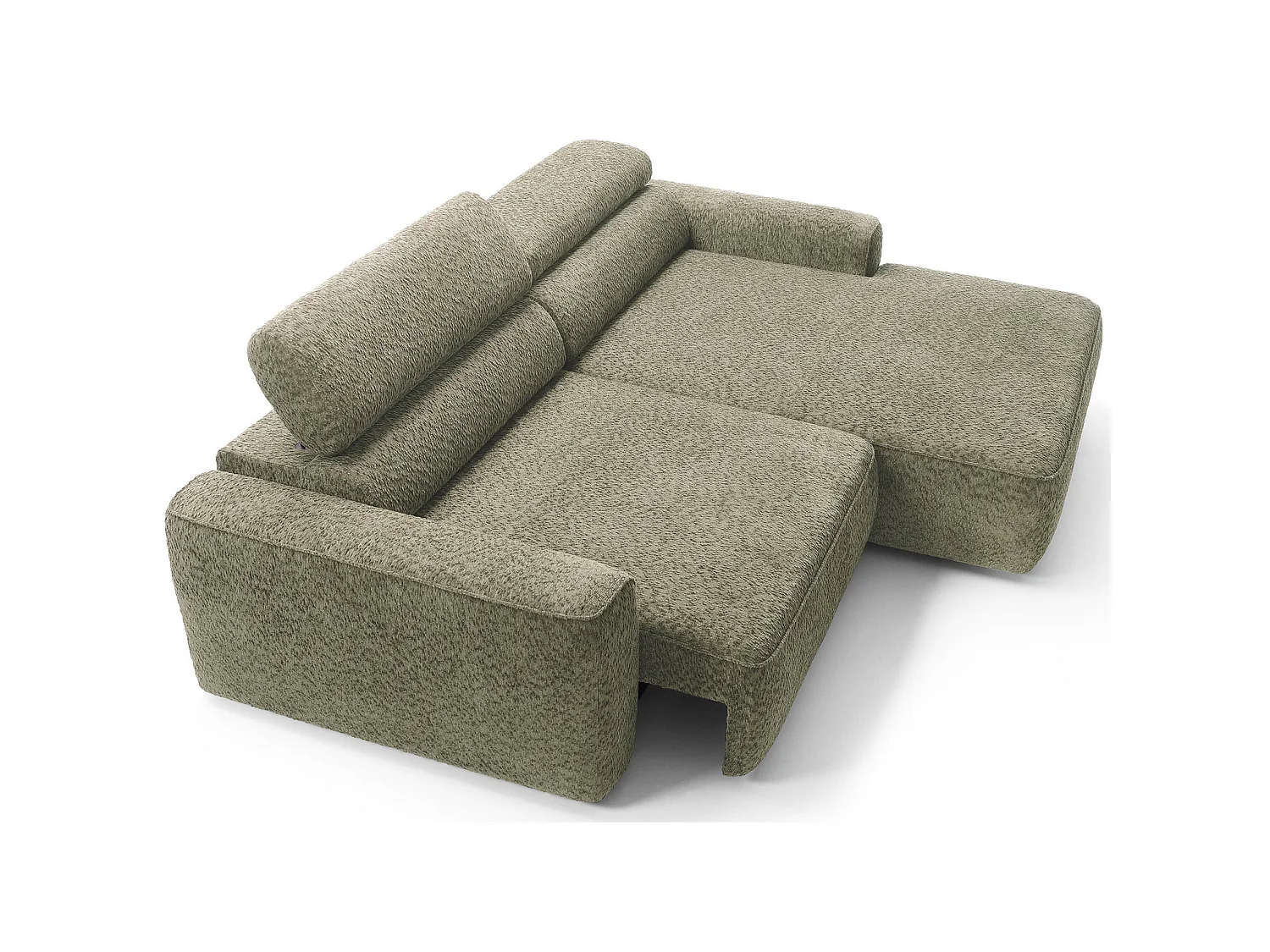 Canapé d’angle avec assise électrique – angle droit – Vert sauge – Chenille – FANDO