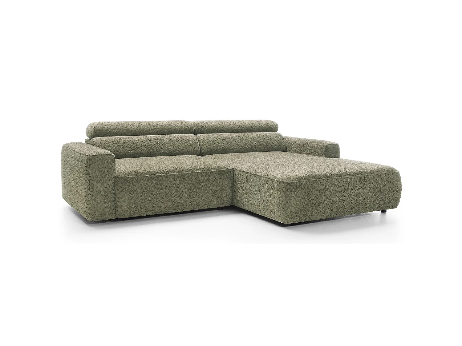 Canapé d’angle avec assise électrique – angle droit – Vert sauge – Chenille – FANDO