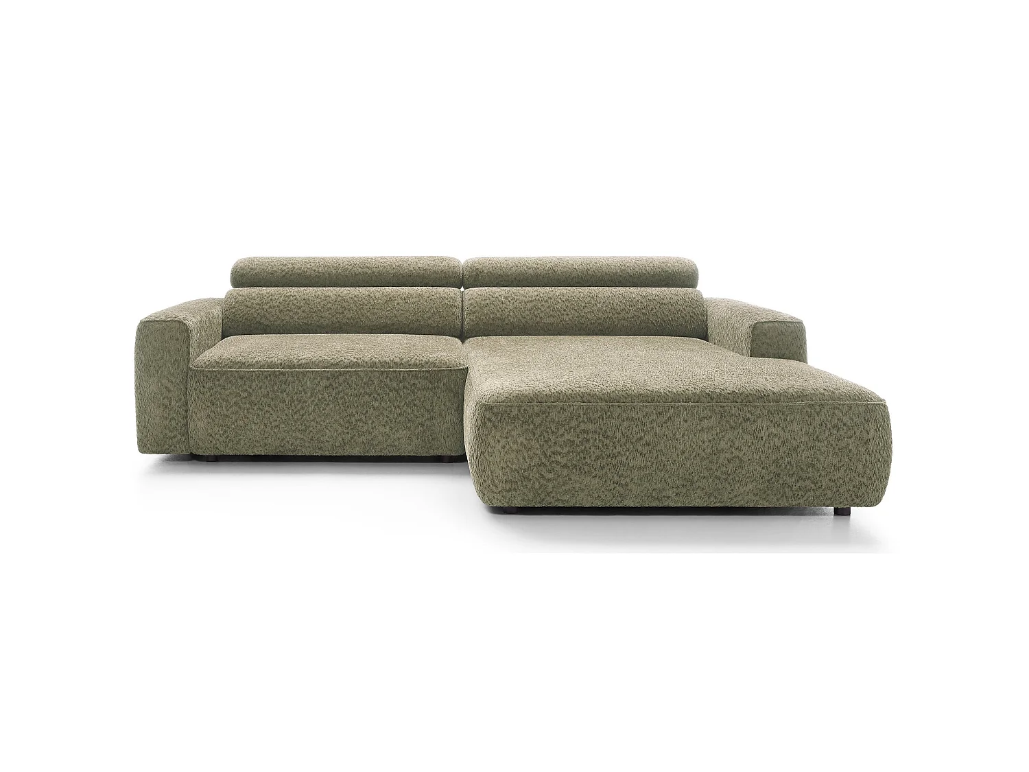 Canapé d’angle avec assise électrique – angle droit – Vert sauge – Chenille – FANDO
