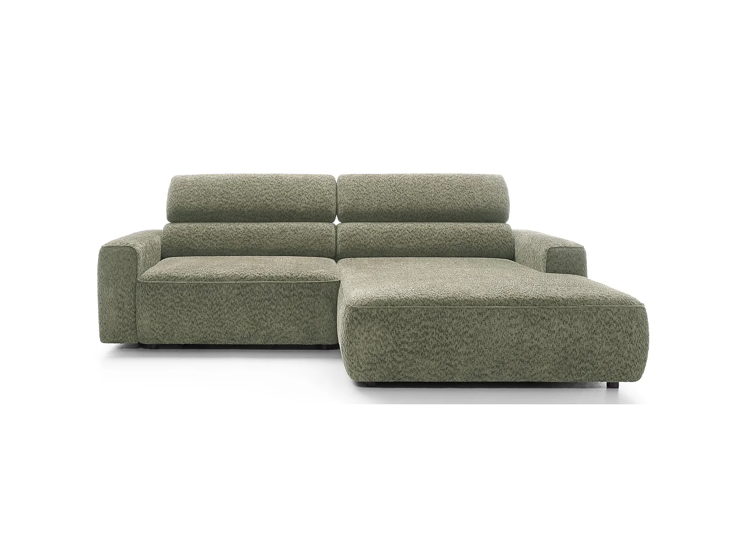 Canapé d’angle avec assise électrique – angle droit – Vert sauge – Chenille – FANDO