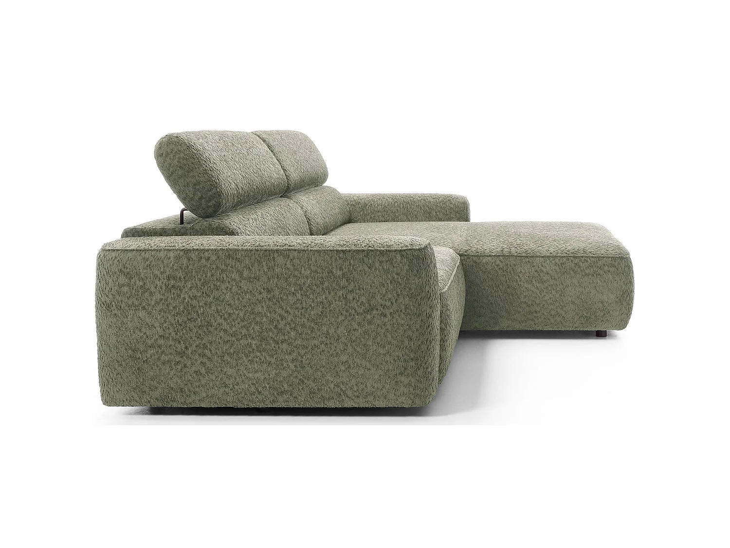 Canapé d’angle avec assise électrique – angle droit – Vert sauge – Chenille – FANDO