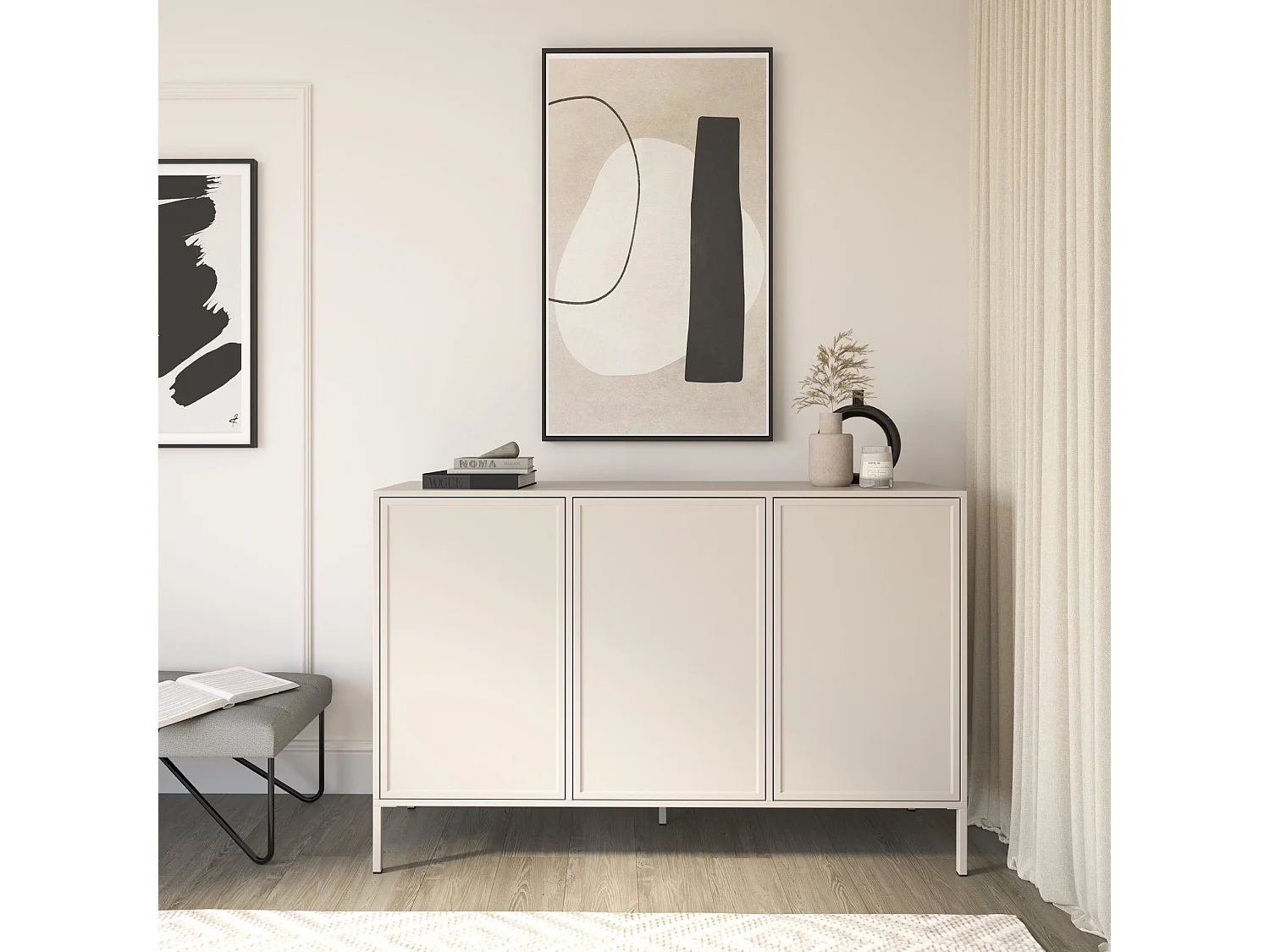 Dressoir met 3 deuren, Kasjmier, 150 cm - VELVETO