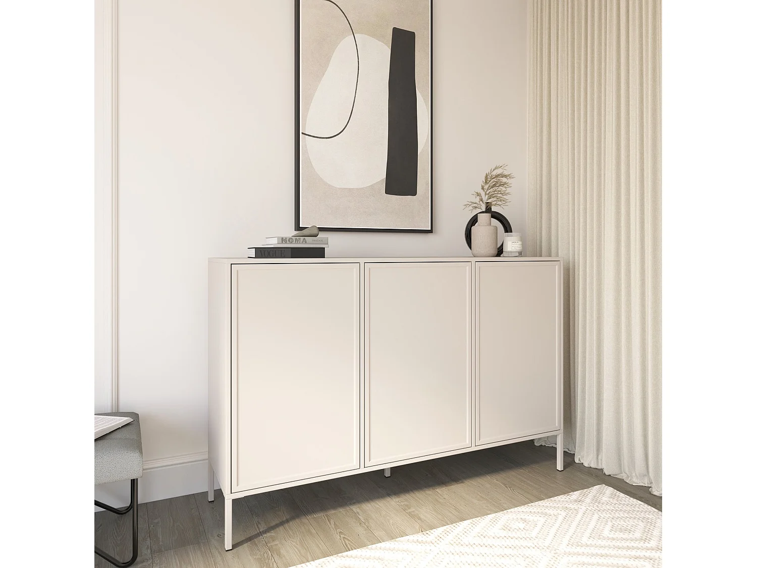 Dressoir met 3 deuren, Kasjmier, 150 cm - VELVETO