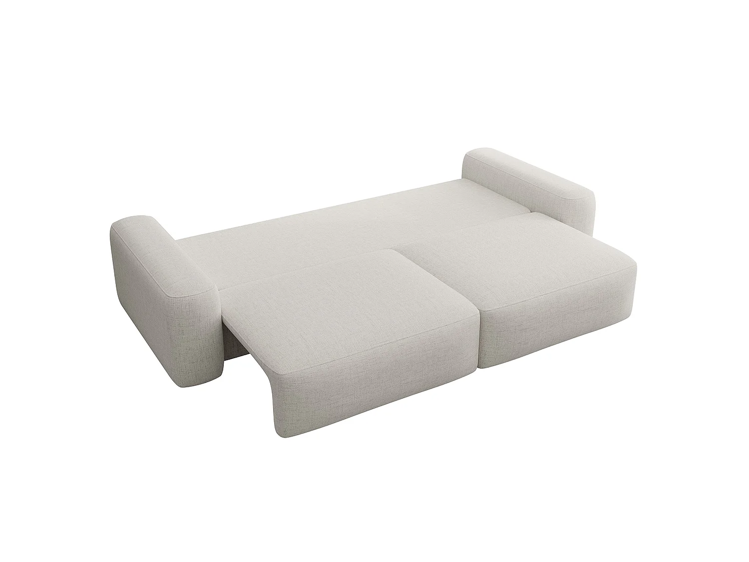 Canapé convertible 3 places - chenille hydrophobe crème - pieds noirs - CARNOS