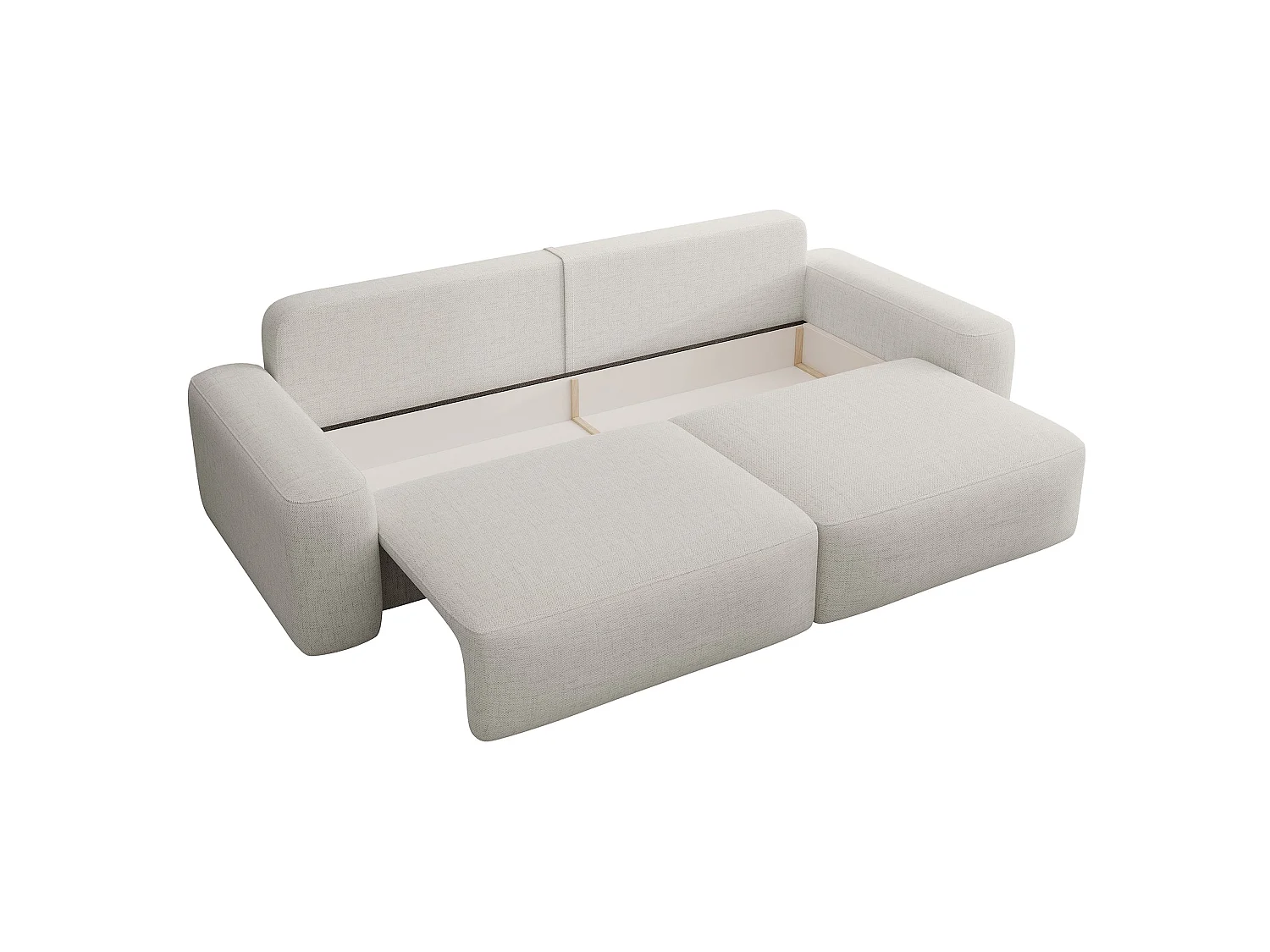 Canapé convertible 3 places - chenille hydrophobe crème - pieds noirs - CARNOS