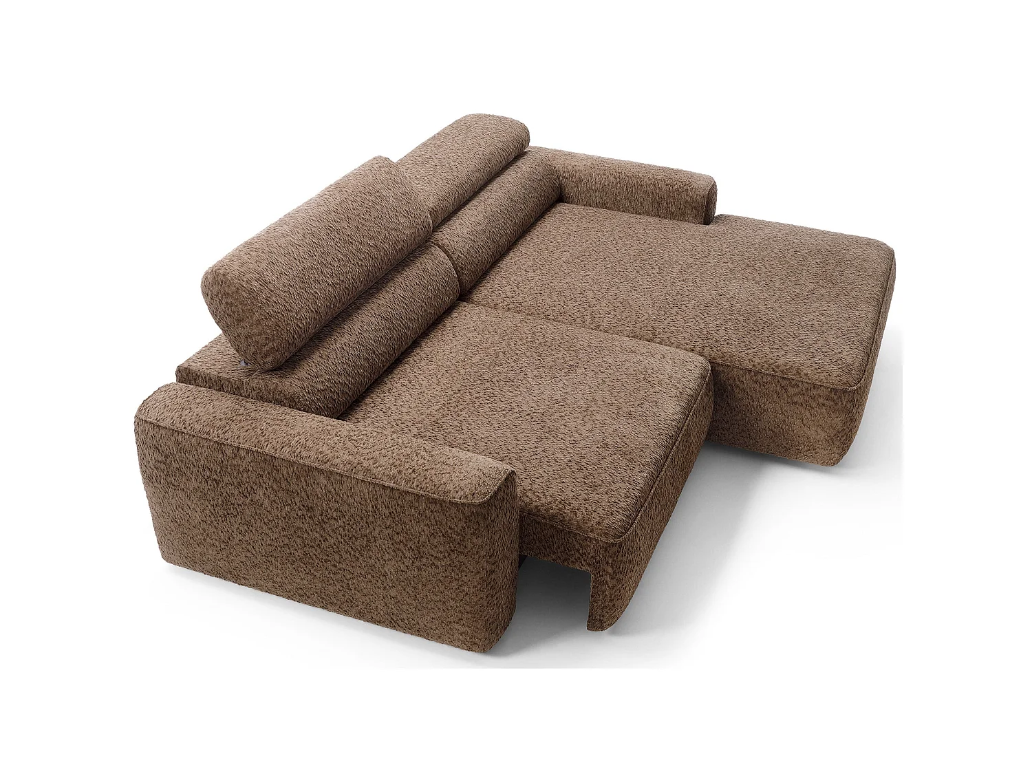 Canapé d’angle avec assise électrique – angle droit – Marron clair – Chenille – FANDO