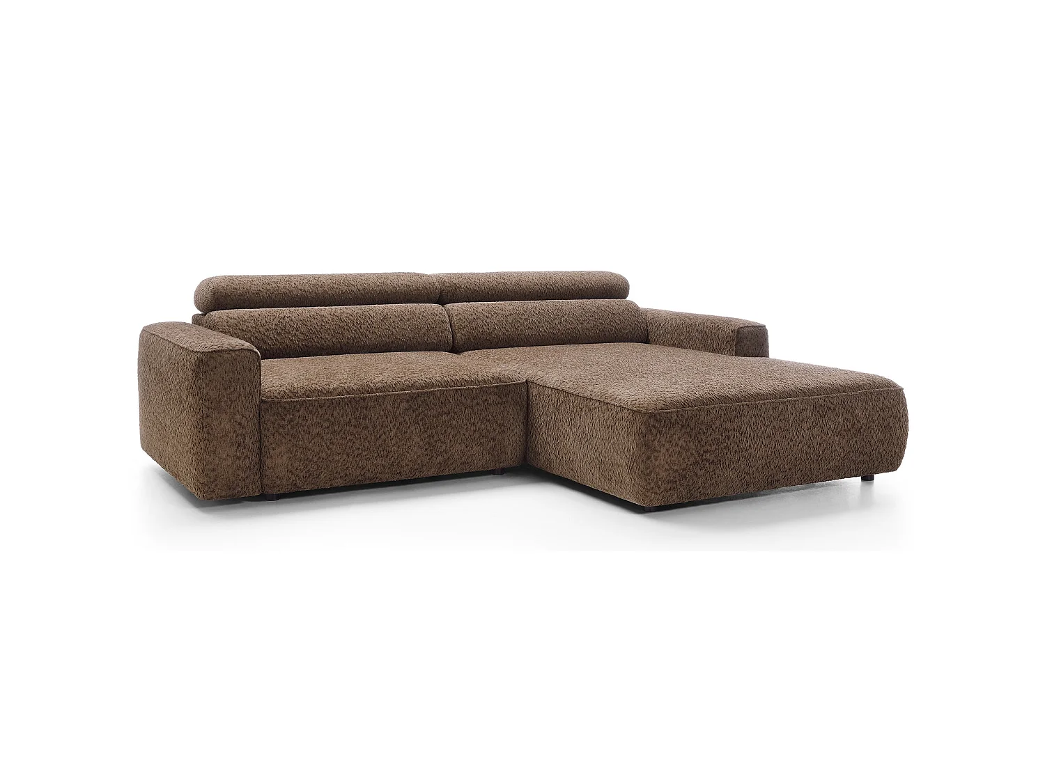 Canapé d’angle avec assise électrique – angle droit – Marron clair – Chenille – FANDO