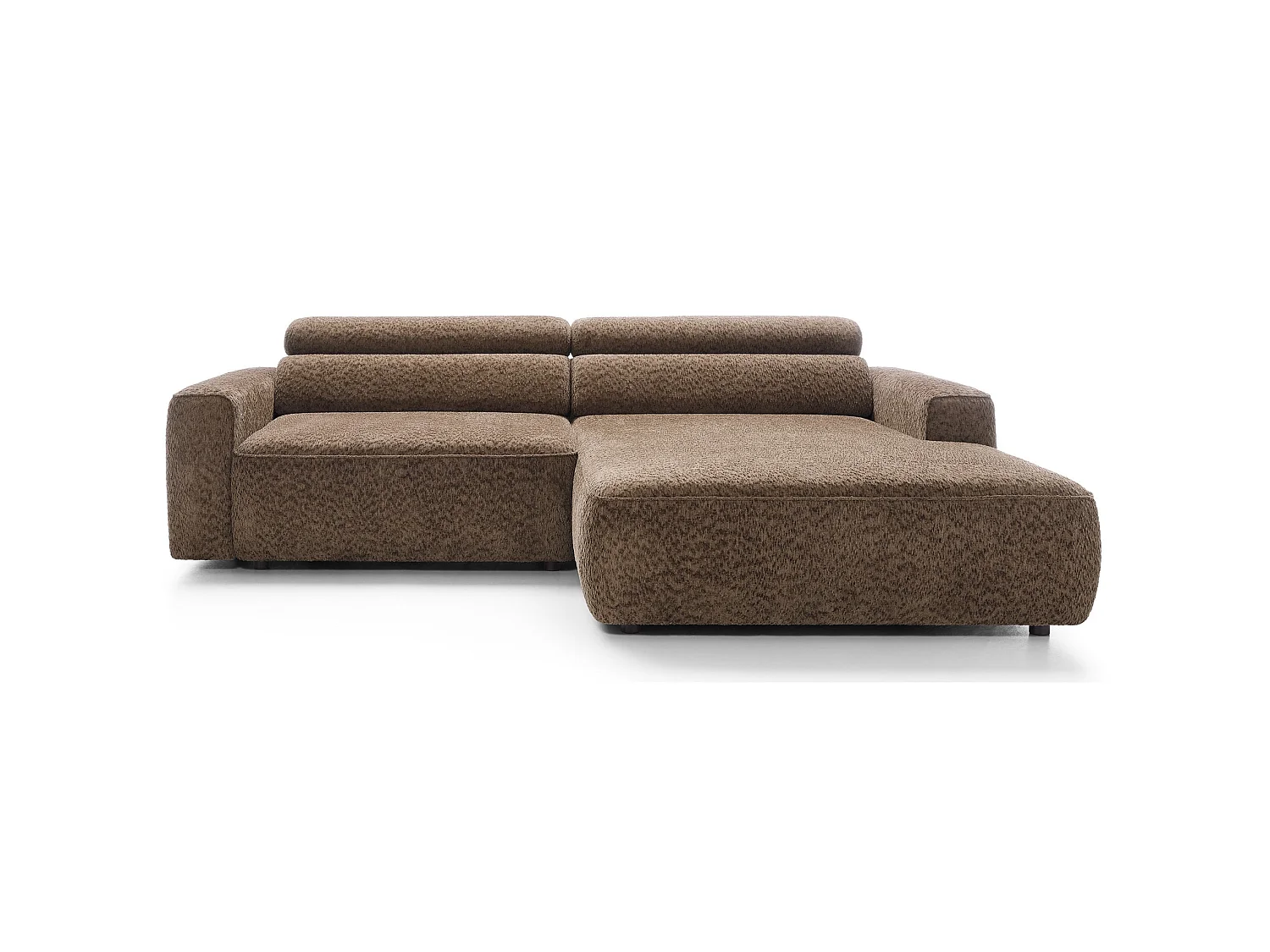 Canapé d’angle avec assise électrique – angle droit – Marron clair – Chenille – FANDO