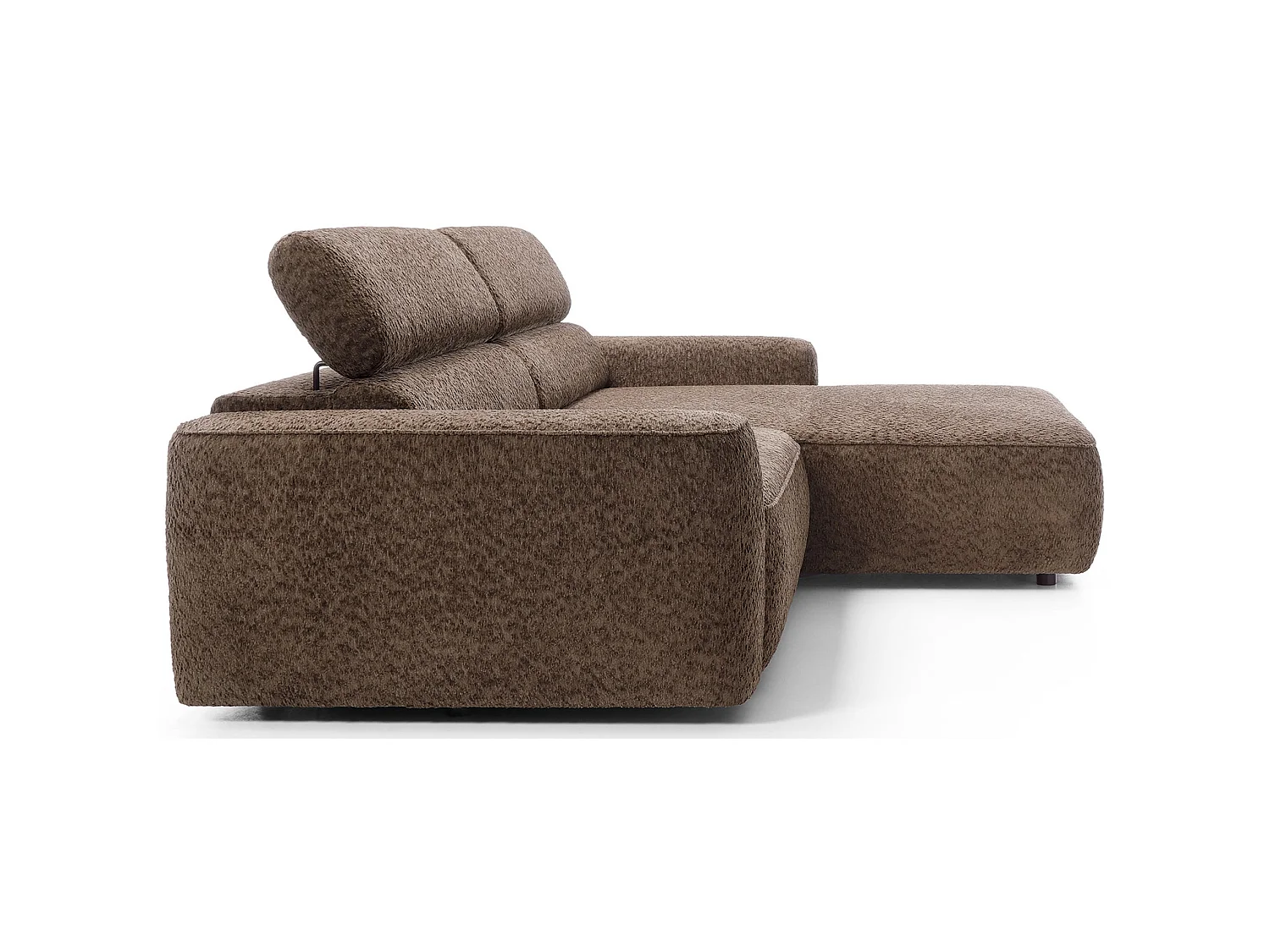 Canapé d’angle avec assise électrique – angle droit – Marron clair – Chenille – FANDO