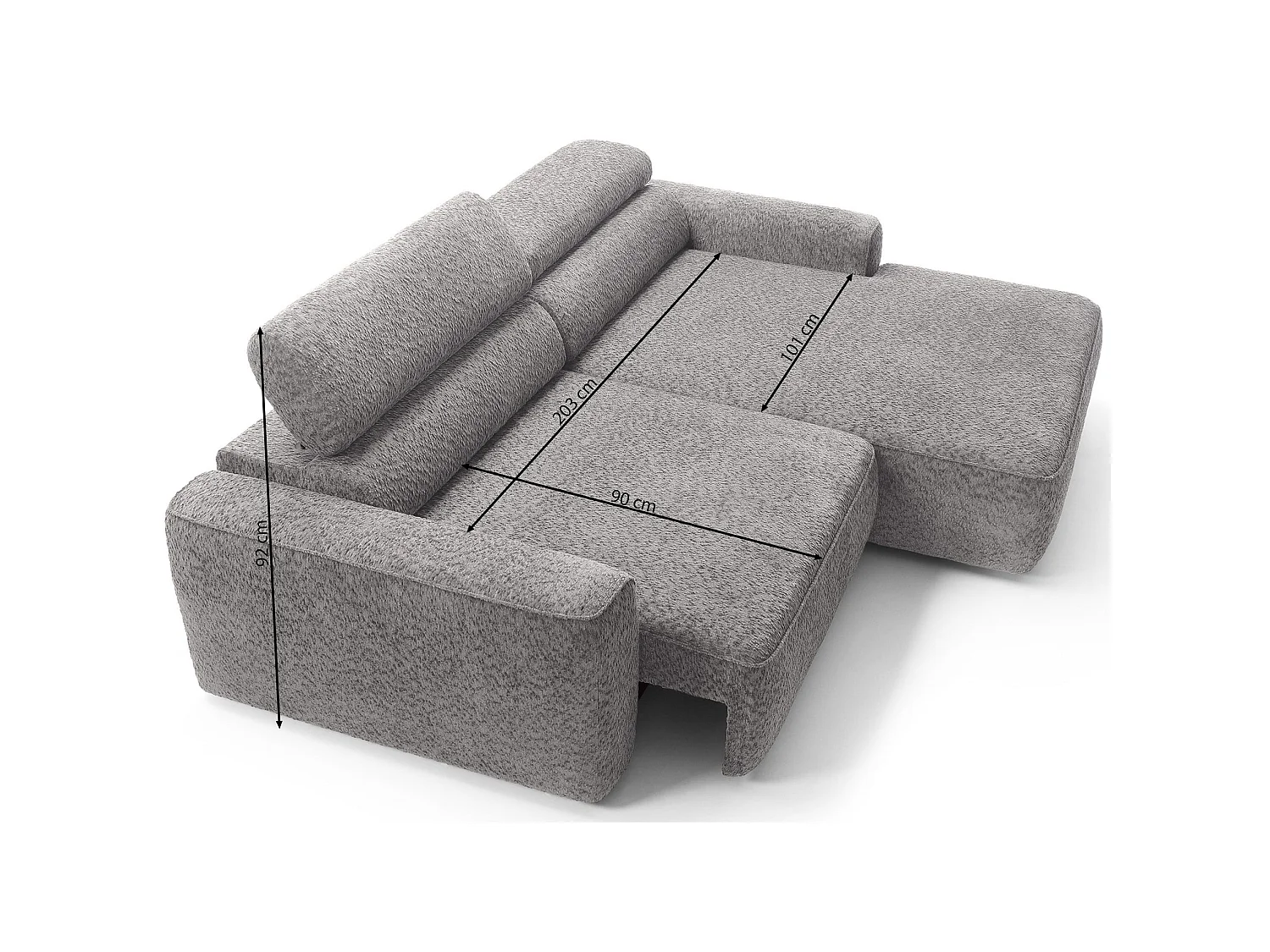 Canapé d’angle avec assise électrique – angle droit – Marron clair – Chenille – FANDO