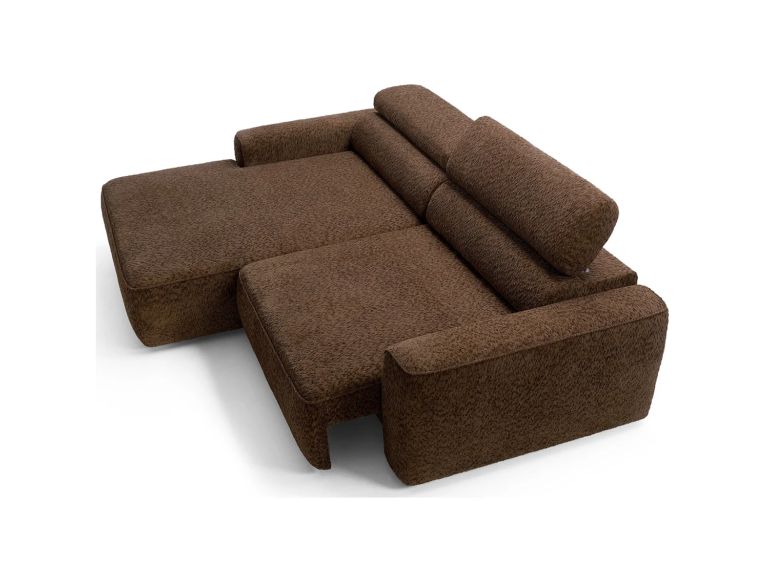 Canapé d’angle avec assise électrique – angle gauche – Marron – Chenille – FANDO