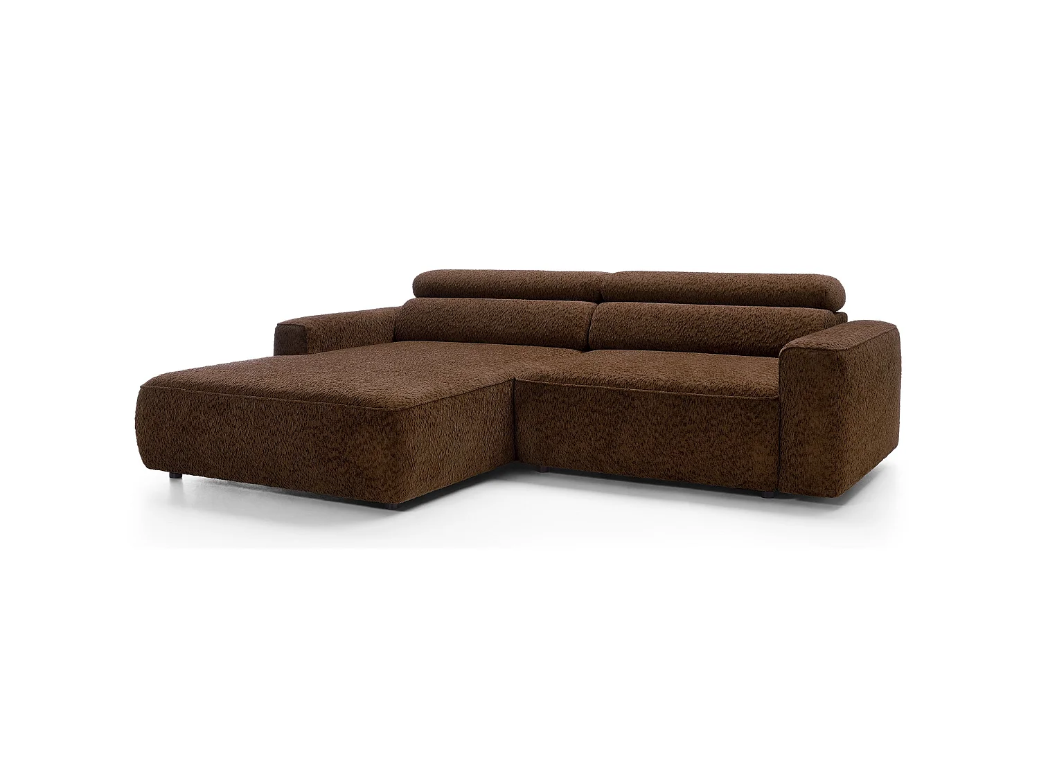 Canapé d’angle avec assise électrique – angle gauche – Marron – Chenille – FANDO