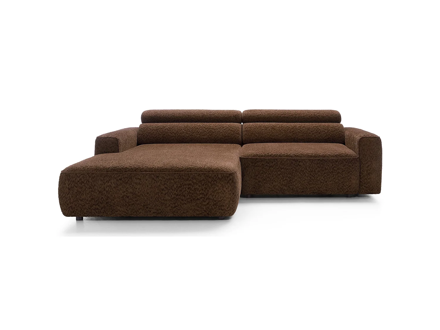 Canapé d’angle avec assise électrique – angle gauche – Marron – Chenille – FANDO