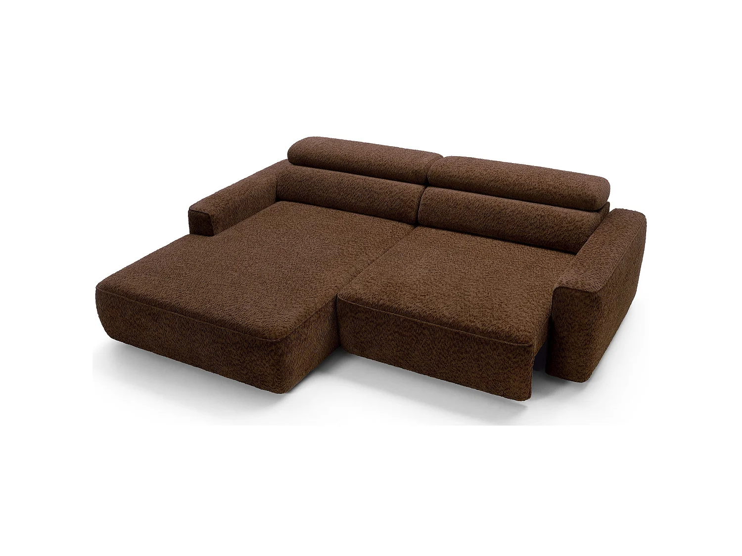 Canapé d’angle avec assise électrique – angle gauche – Marron – Chenille – FANDO